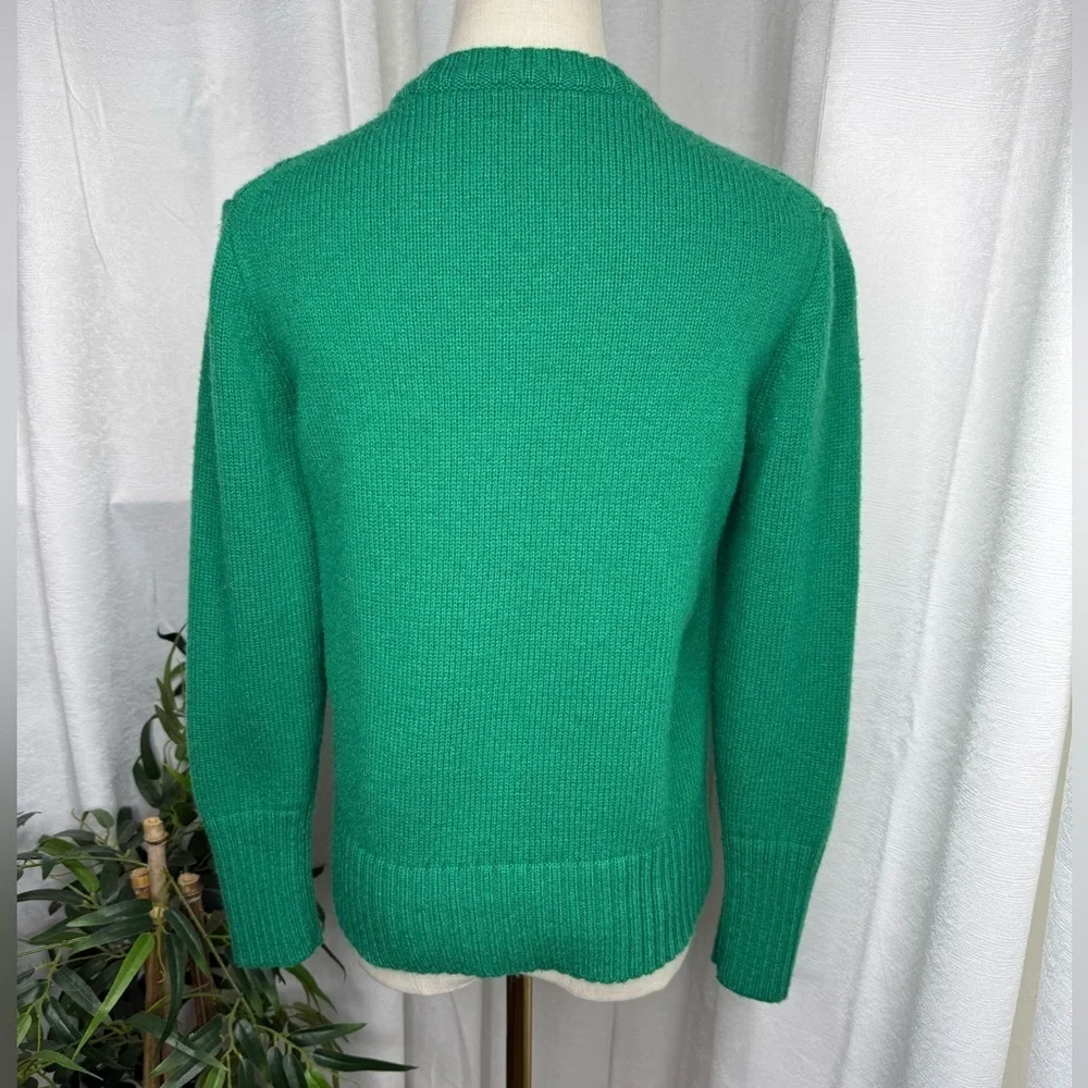 J. Crew Women’s Green Ribbed Crew Neck Cable Knit Sweater Sz Small - Picture 6 of 11